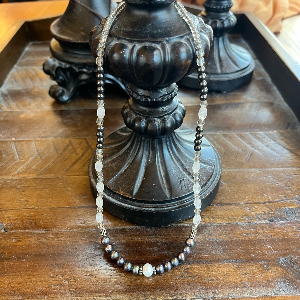 Black freshwater pearl necklace